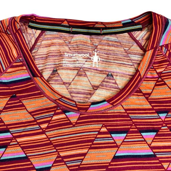 SmartWool Sz XL Merino Base Layer 150 Short Sleeve T-shirt Habanero Print Red - Picture 5 of 16